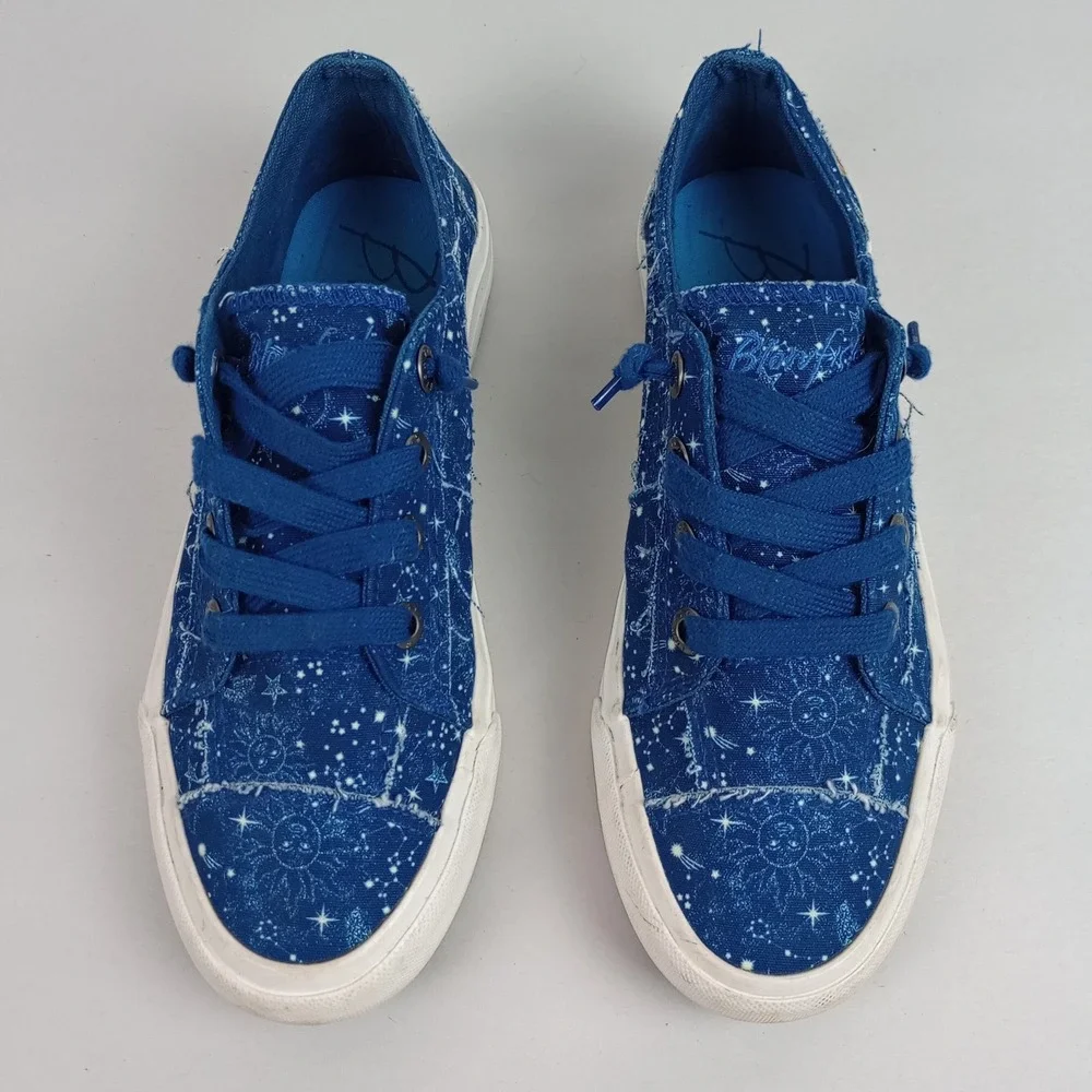 Blowfish Malibu Women 7.5 Blue Celestial Star Sun Print Canvas Play Sneakers